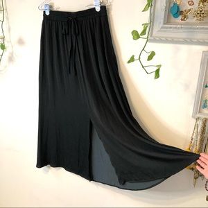 LOFT Black Maxi Skirt with Drawstring and Pockets